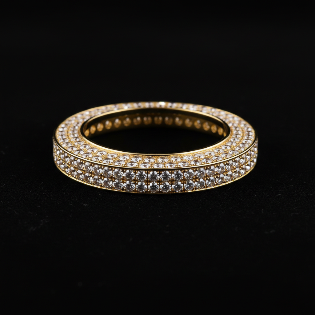 Iced out gold watch bezel fully set with brilliant cut diamonds