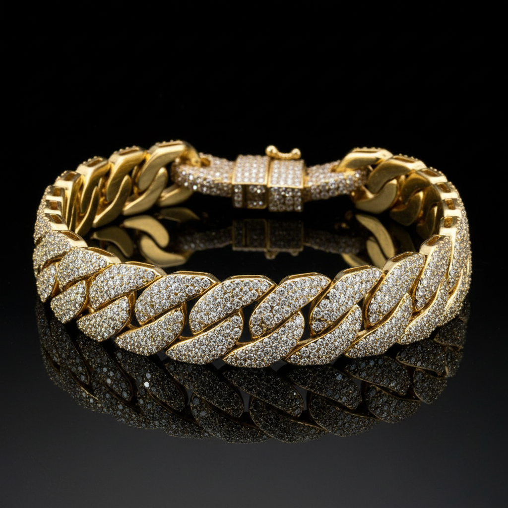 Iced out gold diamond choker necklace with brilliant cut diamonds