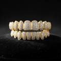 Diamond grillz set in solid gold with brilliant cut diamonds