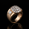 Gold pinky ring with diamond cluster setting