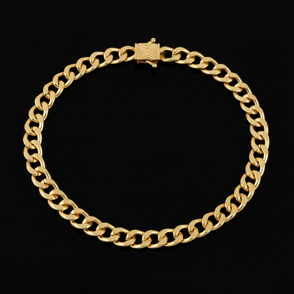 Solid gold Figaro chain with alternating heavy links